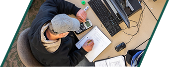 Student working at a desk