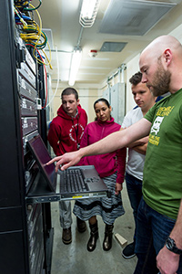 Students working together in a technical classroom